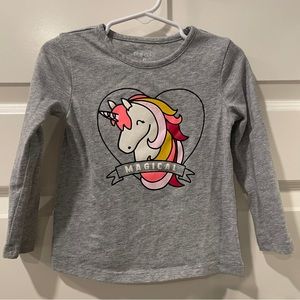 Glitter Magical Unicorn Long Sleeve T-Shirt. Size: 2T.